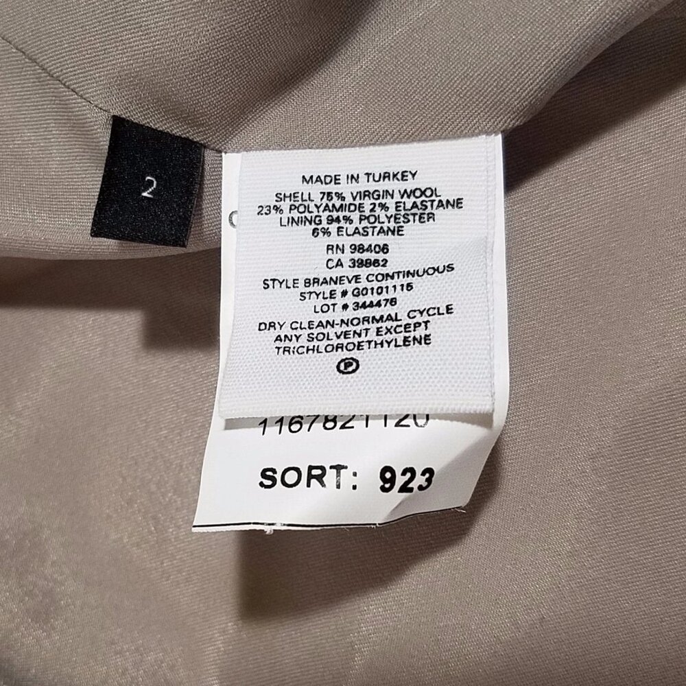 NWT Theory Braneve Continuous Wool Blend Peplum Blazer Jacket Beige Size 2 $525 - Picture 7 of 8